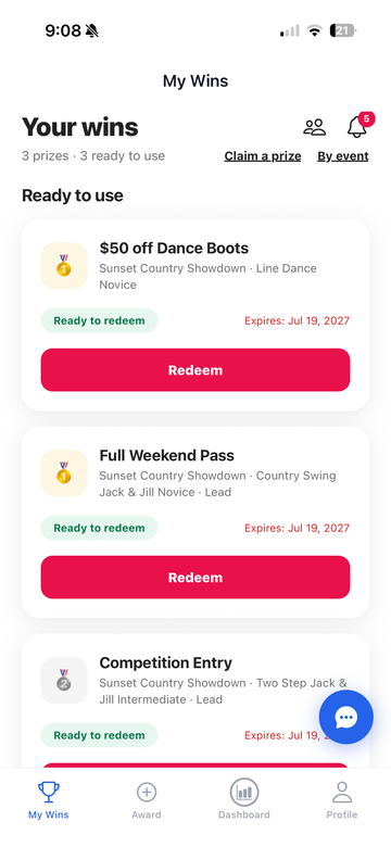 My Wins — your prizes in one place